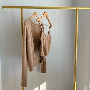 EUC Madewell 2 Piece Haskell Crop Cardigan Sweater Tank Set in Textured Yarn